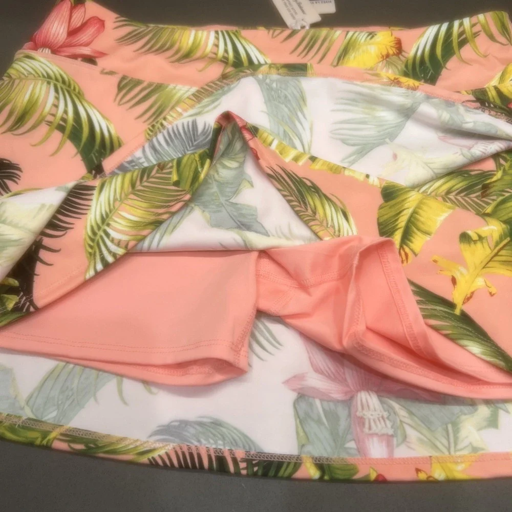 NEW-Tommy Bahama~LARGE~Everyday Active Skort Pink Tropical Palm Floral UPF 50
